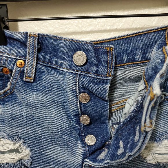 Levi's Wedgie Short denim blue distressed button fly premium - Picture 4 of 8